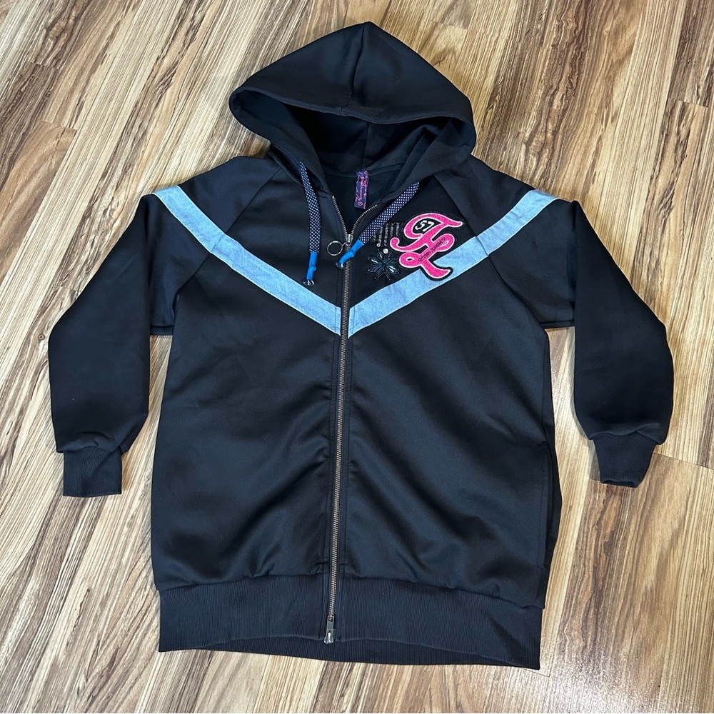 Tough Jeansmith Women’s Jean Full Zipper Hoodie, Black Size Medium (F)